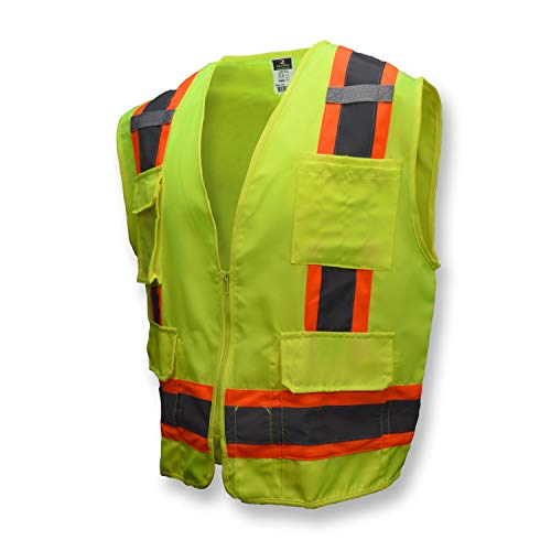 Radians SV62-2ZGT-M Class 2 Two Tone Surveyor Safety Vests, Solid Twill Green, Medium