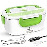 TRAVELISIMO Fiambrera Electrica 2 en 1 para Coche Camión y Trabajo 220V+12V, Calienta Comida en Minutos, Fiambrera Termica Termo Comida Caliente Acero Inoxidable 1.5L 40W, Tartera Electrica Portatil