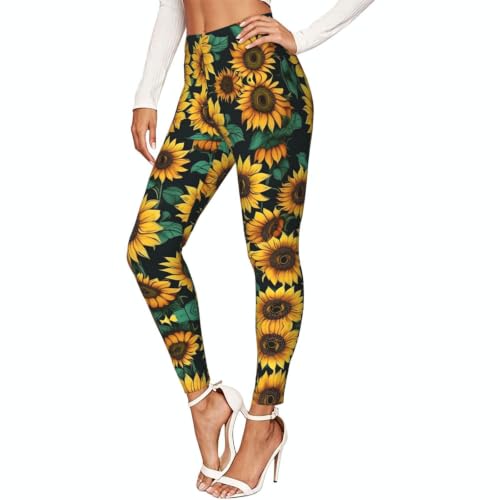 Leggings de compresión con girasoles para mujer: máximo soporte en fitness y senderismo