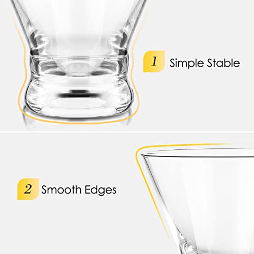 image for VENVENWEAVS Martini Glasses Set of 4,Hand-blown Stemless Crystal Marti