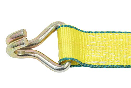 Mytee Products (10 Pack) 2 Inch X 27 Ft Yellow Ratchet Strap With J Hooks - 10,000 Lbs Breaking Strength - Heavy Duty Tie Down Cargo Truck Straps With Wire Hooks For Flatbed, Truck, Trailers Pickup #TOP3
