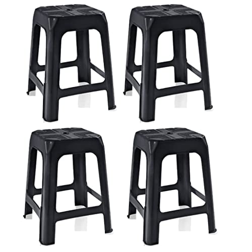 Kit 4 Bancos Banquetas Preta Adulto Plástica 45 Cm BPTPM Arqplast