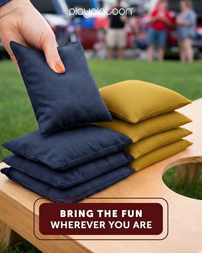 Image of Play Platoon Cornhole Bags Weather Resistant- Set of 8 Regulation Bean Bags for Tossing- Official Professional Size & Weight Corn Hole Bags Two Color All Weather Cornhole Beans Bag Set with Tote Bag