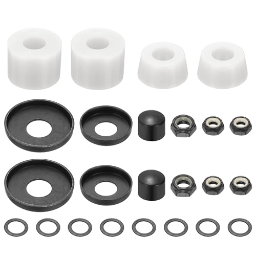 YELARXI Skateboard Bushings, Skateboard Truck Rebuild Long-Board Kit Bushings Washers Pivot Cups-Fitting for (Outdoor Skateboard Parts) 92A & PU & White