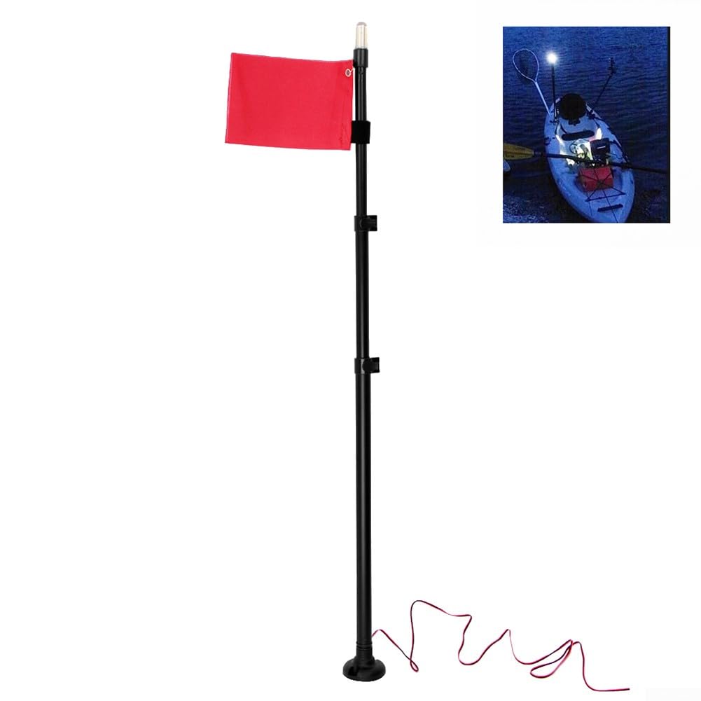 Kit de base de para bandera de seguridad, para bandera de seguridad universal de lujo con poste de montaje, para combo de luz para kayak, canoa, barco, bote