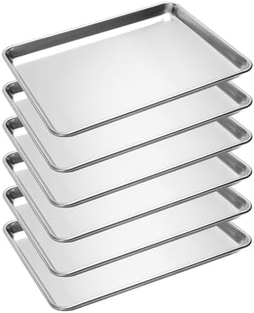 6 Pack Half Size Baking Sheet Pan, Aluminum Commercial Cookie She...