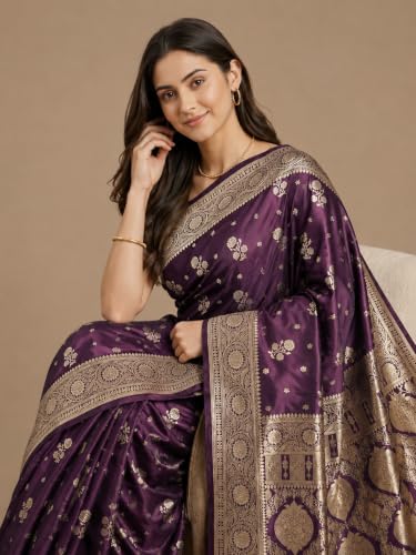 Banarasi Kala purple banarasi silk saree in katan silk – image 2
