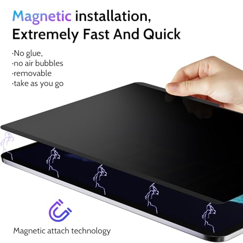 Image of Peslv Magnetic Privacy Screen Protector for iPad Pro 11 Inch 5th (2024, M4), Removable Anti Blue Light Glare Spy Private Filter, High Sensitive Bubble-Free Easy Install Black Security Screen