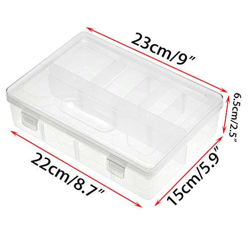 Btsky Clear Plastic Pencil Box, Adjustable Double Deck Office Supplies Storage Organizer Case, Brush Painting Pencils Storage Box Watercolor Pen Container Drawing Tool 4 Pack #TOP4