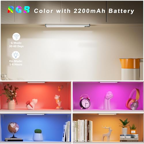 LEPOTEC RGBW Motion Sensor Night Light, 10'' Wireless Under Cabinet Lights LED Colored Sensor Lights Gift with Dimmable Brightness for Home Décor,Cabinet,Kitchen,Bedroom,Gaming Room,Party,Camping