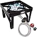 GasOne 200, 000 BTU Square Heavy- Duty Single Burner Outdoor Stove Propane Gas Cooker with Adjustable 0-20Psi Regulator & Steel Braided Hose Perfect for Home Brewing, Turkey Fry, Maple Syrup Prep