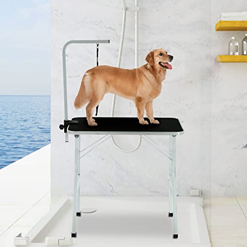 Dkelincs Pet Grooming Table for Small Medium Large Dog Cat, 36 Adjustable Height Heavy Duty Dog Grooming Table with Arm Noose Portable Foldable Non-Slip Professional Grooming Table