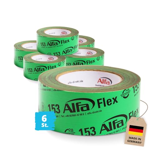 6x Flex Folienklebeband 50 mm x 25 m für Dampfbremsen, aggressiv klebendes Dampfsperrklebeband entspricht Anforderungen ZVDH & EnEV