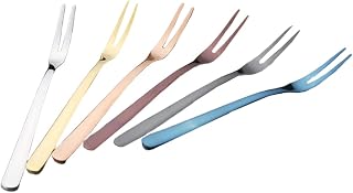 LIGIGWASH 6 Tenedores De Fruta Tenedores De Postre Cubiertos Para Servir Pasteles De Acero Elegantes Y Coloridos