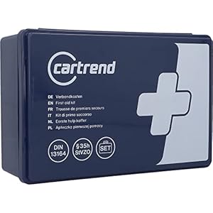 cartrend Auto verbanddoos DIN 13164, EHBO-doos, verbanddoos auto, blauw