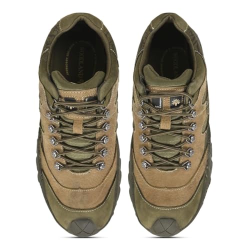 Image of Woodland Men Chunky Sole Lace Up Shoes Khaki Colored