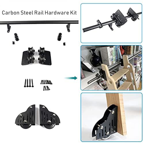 Kit de herrajes para puerta de escalera corrediza de 70 cm, acero resistente para rieles de hogar 5
