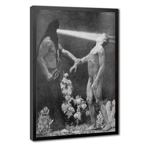 Toile d'hypnose vintage occulte Sascha Schneider avec cadre suspendu haut de gamme