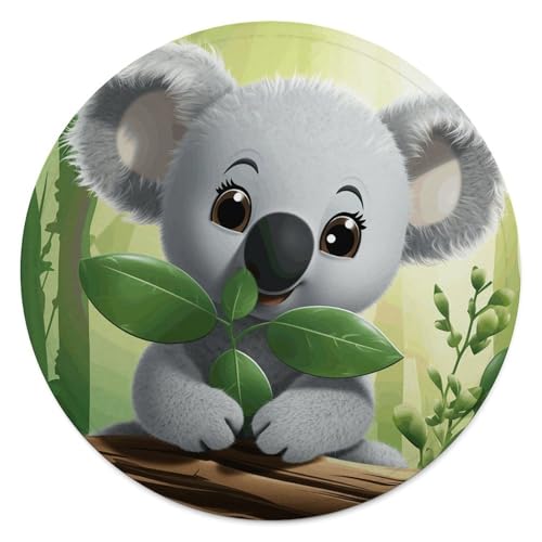 Couverture de plage ronde Koala en microfibre de coton avec franges
