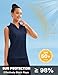 MAGCOMSEN Women's Polo Shirts Sleeveless Golf Tank Tops UPF 50+ Moisture Wicking Collared Workout Pickleball Tops Navy XL