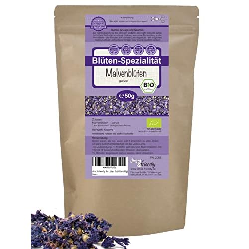 direct&friendly | 50g | blaue Bio Malvenblüten | großblättrig | Malventee | ganze Blüten getrocknet