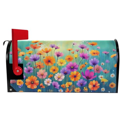 Image of Wamika Seasonal Nature Spring Summer Autumn Winter Flowers Mailbox Covers Standard Size Abstract Floral Watercolor Rainbow Dandelion Poppy Magnetic Mail Wraps Cover Letter Post Box 21 inch Lx 18 inch W