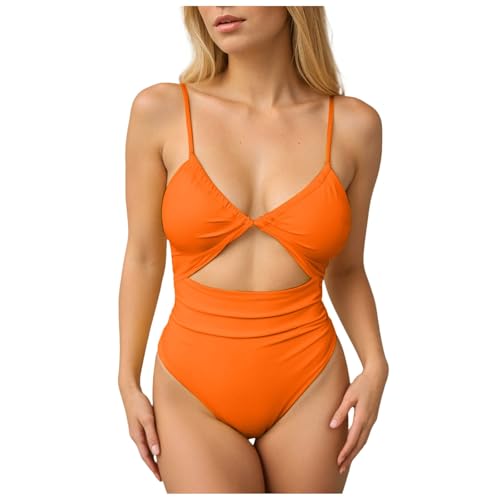 Genérico Nuevo Traje de Baño Europeo Lindo para Mujer con Función Reveladora de Vientre Sexy. Modelo 2025. Vestido Vintage Mujer, naranja, XXL