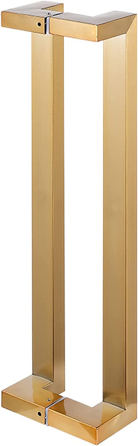 BHGFYXBS Double Sided Barn Door Handle, Commercial Rectangle Flat Shape Stainless Steel Push Pull Door Handles For Glass Door,Gold-60Cm/24In,Gold-60cm/24in