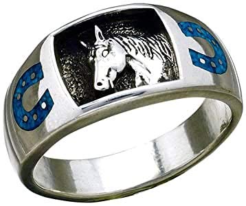Navahopi Indianerschmuck Navajo Ring Mit Pferd & Storyteller – Echter Türkis, 925er Sterlingsilber, Handarbeit Aus Den USA