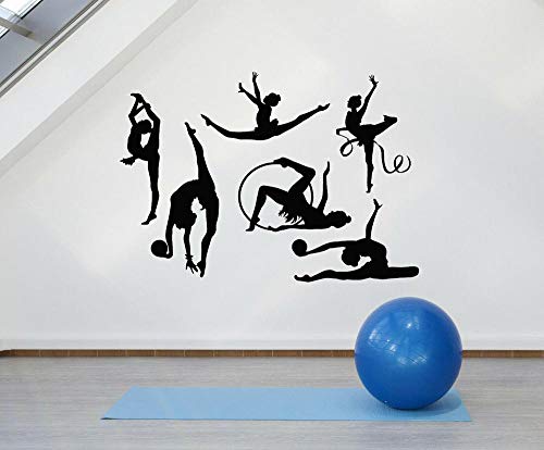NSRJDSYT Gymnastique Filles Motif Vinyle Stickers Muraux Filles Chambre Décor Athlète Sport École Danse Filles Autocollants Chambre Affiches 96x68cm Cover