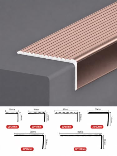 Borde de escalera aluminio de alta resistencia estructural con perfil angular marrón de 1m 3