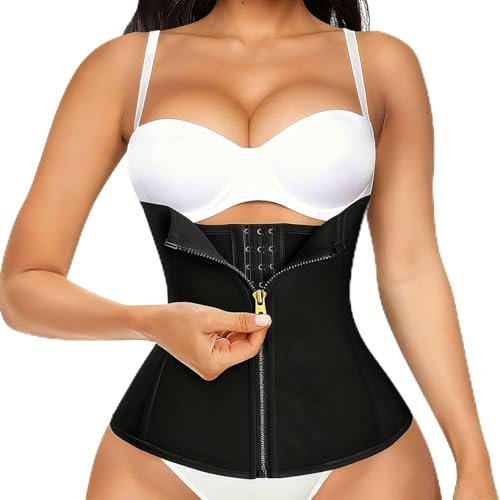 HUAXITRA Waist Trainer Corset for Women Weight Loss Shapewear Tummy Control Body Shaper Breathable Back Support Slimming Girdle Underwear Black