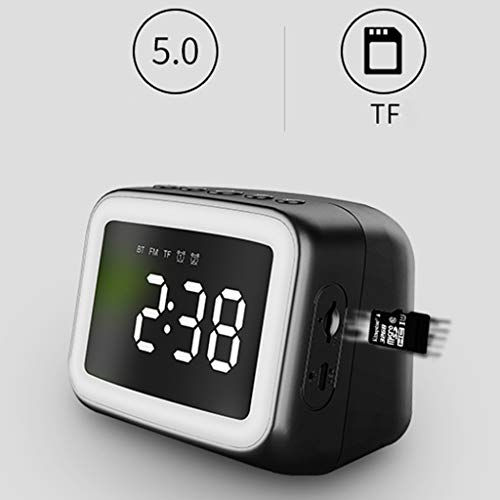 Baoblaze Espelho Display LED Luz Despertador Bluetooth 5.0 - Preto