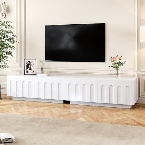 LUMISOL Cream Style TV Stand with Arched Doors for 80"+