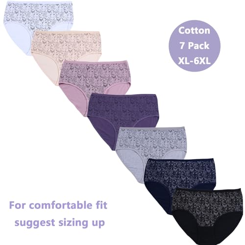 Image of Women's Plus Size Cotton Underwear Panties Mid Waisted Briefs 7-Pack XL-6XL Point Print Ladies Panties