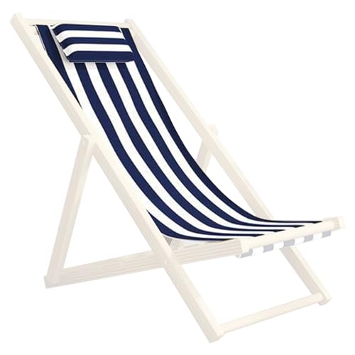 CNAFGBGG Tela de reemplazo de Silla de Patio, 45x17 Tela de reemplazo Plegable de la con Funda de Almohada, Rayas Azules y Blancas reemplazo de la para el balcón de Playa casera 1