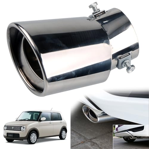 スズキ アルトラパン HE33S型 専用 マフラー カッター 車のテールパイプ カスタム 排気口 排気管 外装パーツ ステンレス鋼 塗装工程 防錆 防食 真っ直ぐな口 曲がった口 テールパイプ 排水穴付き 取り付け簡単 装飾アクセサリー(銀,曲)