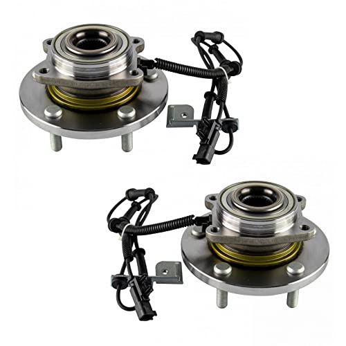 Image of TRQ 2 Piece Front Wheel Bearing & Hub Assembly Set with ABS Sensor Compatible with 2012-2016 Chrysler Town & Country 2012-2020 Dodge Grand Caravan 2012-2015 Ram C /V 2013-2014 Volkswagen Routan
