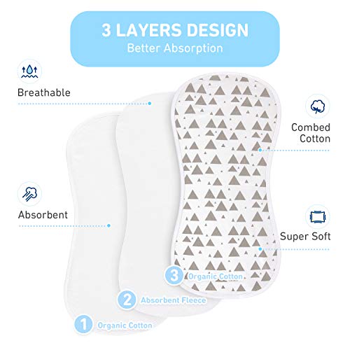 Burp Cloths for Baby Boys and Girls - 5 Pack Combed Cotton Baby Burp Set, Extra Absorbent & Soft Burping Cloth, Burp Clothes, Newborn Towel, Excellent Baby Shower/Registry Gift - Thumbnail 2