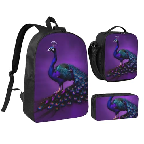 Sac à dos paon violet pour le collège et repas de midi inclus