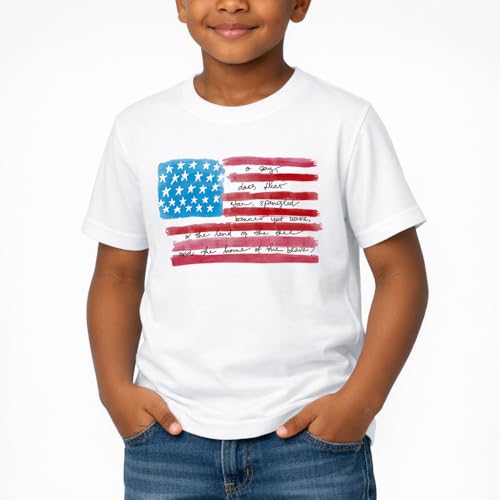 Image of Boys Constitution Day 250 Anniversary USA Shirt Independence Shirt 3-8T | for Kids Boys Girls Toddlers 3T-8T, 4th of July Dinos Flag Patriotic Tee, Independence Day