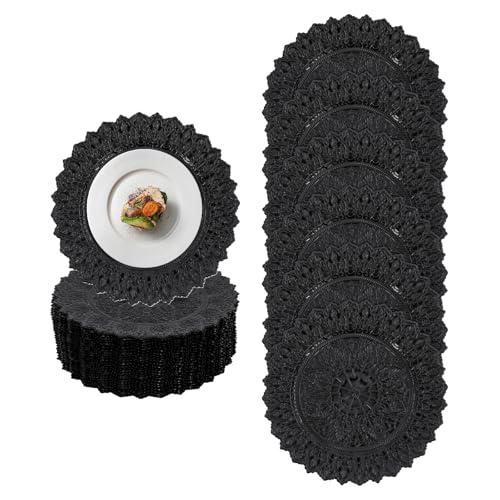 Set de 50 Platos Cargadores Antiguos Negro 13 pulg miniatura 1