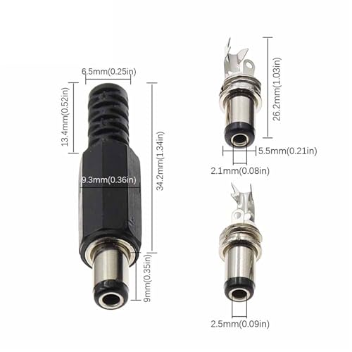 Conector CC hembra 5.5x2.5mm evita cortes de energía en paneles y chasis de proyectos 12V 24V 6
