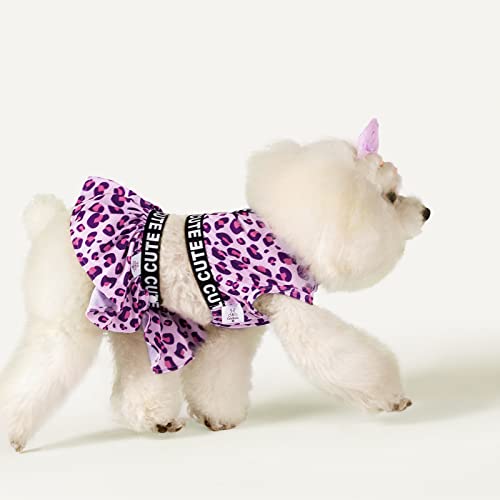 Image of CuteBone Two Piece Dog Sports Dress Athleisure Leopard Print Puppy Pink Skirt Lightweight Small Dogs Girl Clothes Cat Apparel SPS01M