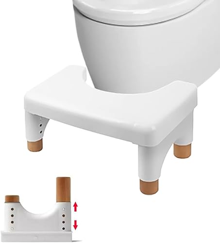 NiChuan Taburete para inodoro, taburete antideslizante para excrementos, ajustable de 6 a 8.4 pulgadas, taburete de baño, reposapiés de inodoro,