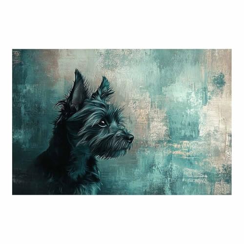Peintures colorées d'animaux sauvages Chien Abstrait Turquoise 70x100cm déco salon