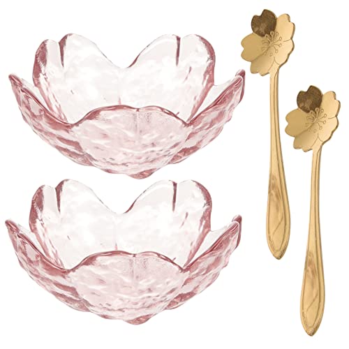 LALAFINA 2 Sets massage oil bowl skin care mask pink dessert plates skin care stuff cherry blossom bowl ketchup saucer clear salad bowl beauty salon bowls delicate facial bowls