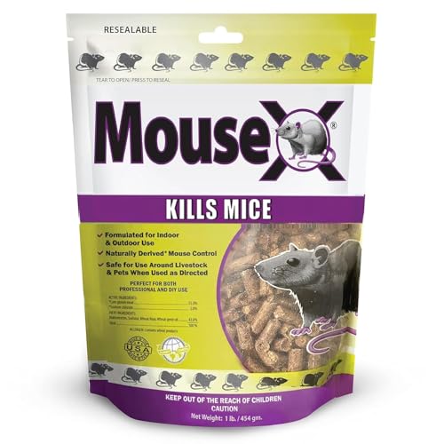 MouseX Rodent Control Bait Pellets for Rats & Mice – Poison Free, Pet Safe | Indoor & Outdoor Use Pellets |1 lb. Bag