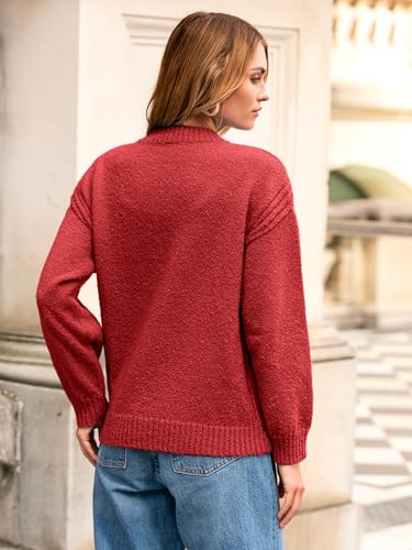 Glamaker Womens Fall Cardigans Sweaters Chunky Button Up Crew Neck Fuzzy Knit Long Sleeve Open Front Sweater Jacket4