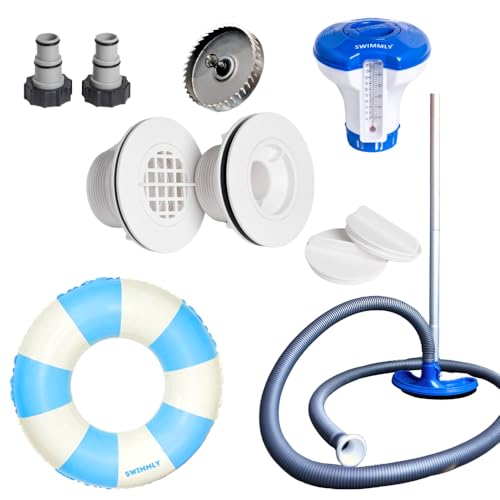 Stock Tank Pool DIY Kit | Includes Connector Fittings, Vacuum, Hole Saw, Chlorine Dispenser, Thermometer, Inflatable Pool Ring | Bring Your Own Filter Pump | Threaded Inlet and Outlet Strainer